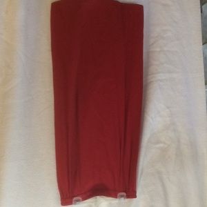 Ladies long red rayon skirt.